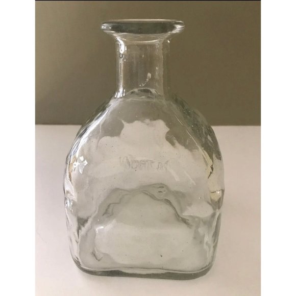 Patron Tequila 4" Square Base Clear Glass Vintage Bottle ~ Very Nice! - Picture 3 of 6